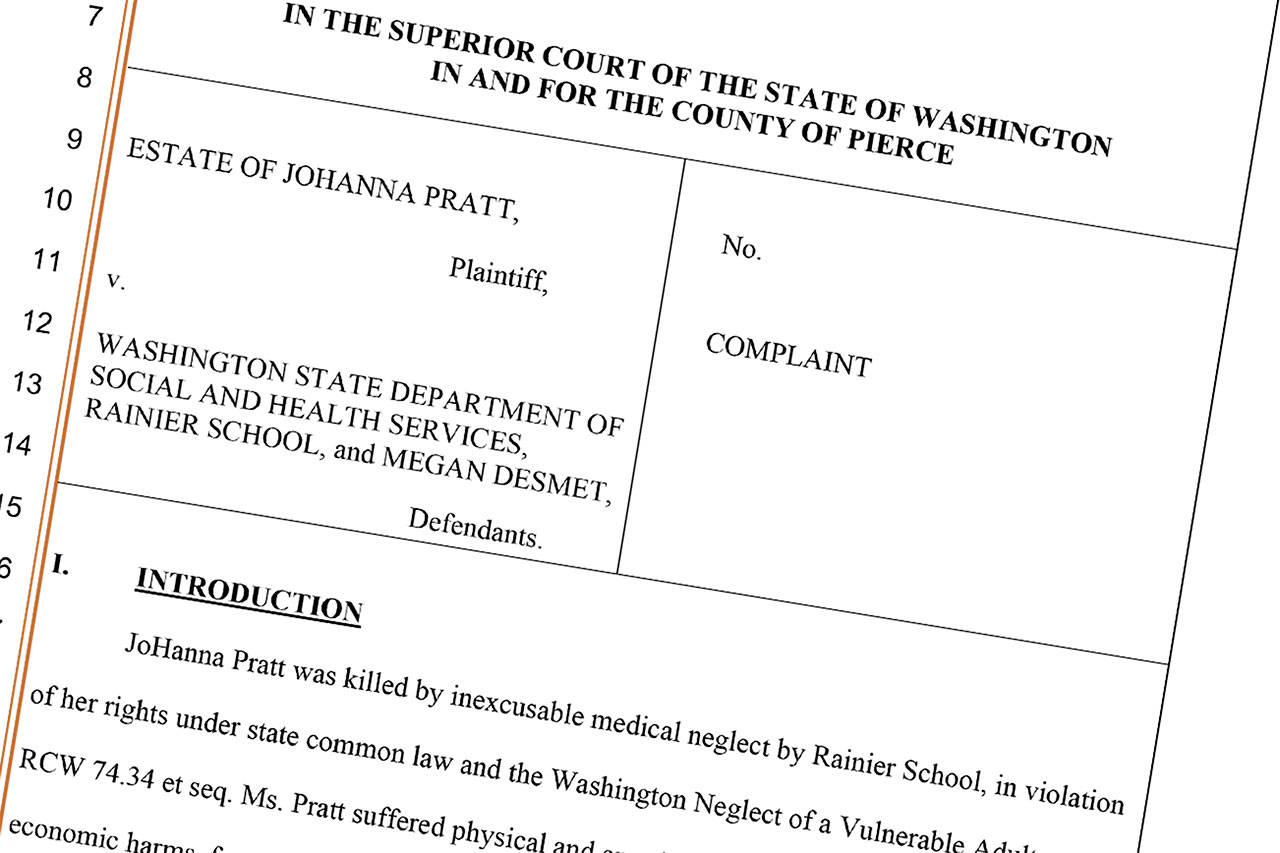The full complaint can be read at the end of this article <a href="https://www.scribd.com/document/483038193/Estate-of-JoHanna-Pratt-v-Rainier-School" target="_blank">or on Scribd</a>.