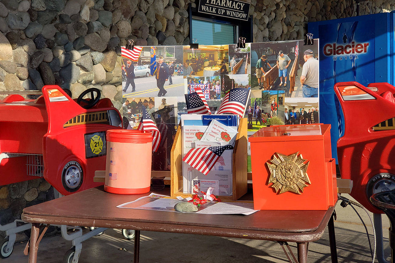 VFW Post 1949 had these donation boxes out over the weekend to collect funds for Veterans Day. Photo by Ray Miller-Still