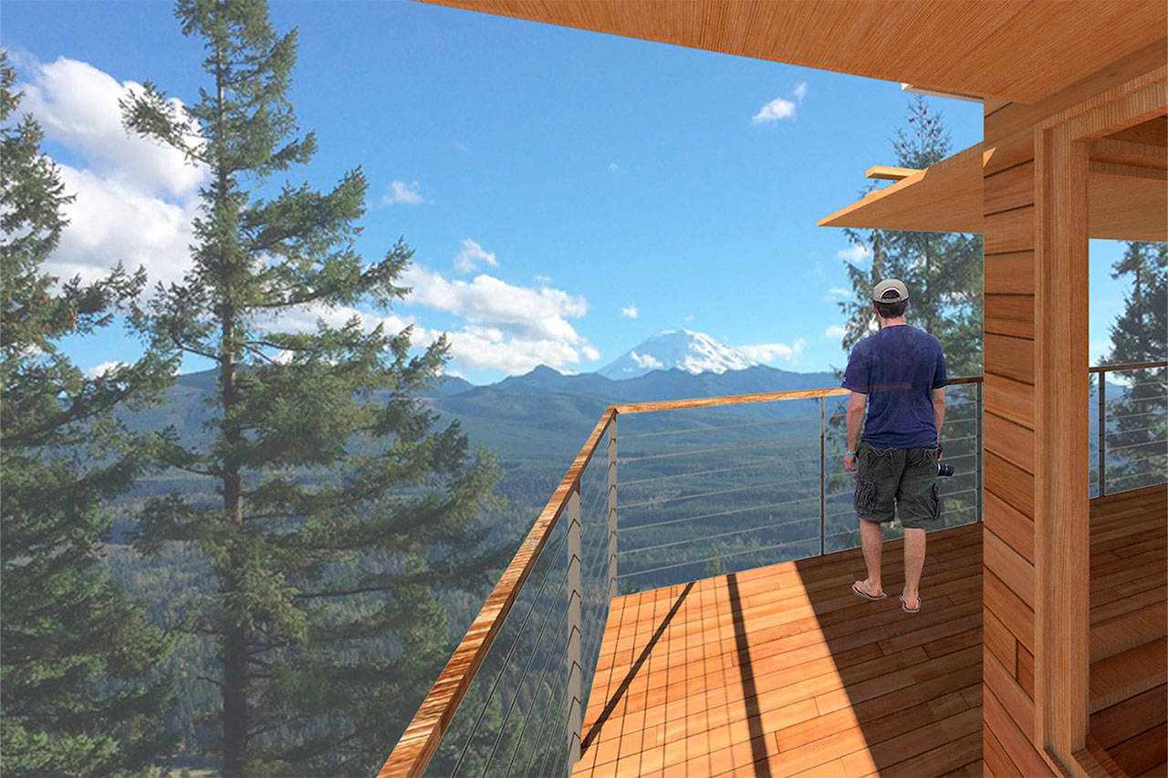 A rendering of what the future Mount Peak fire lookout would look like. Courtesy image