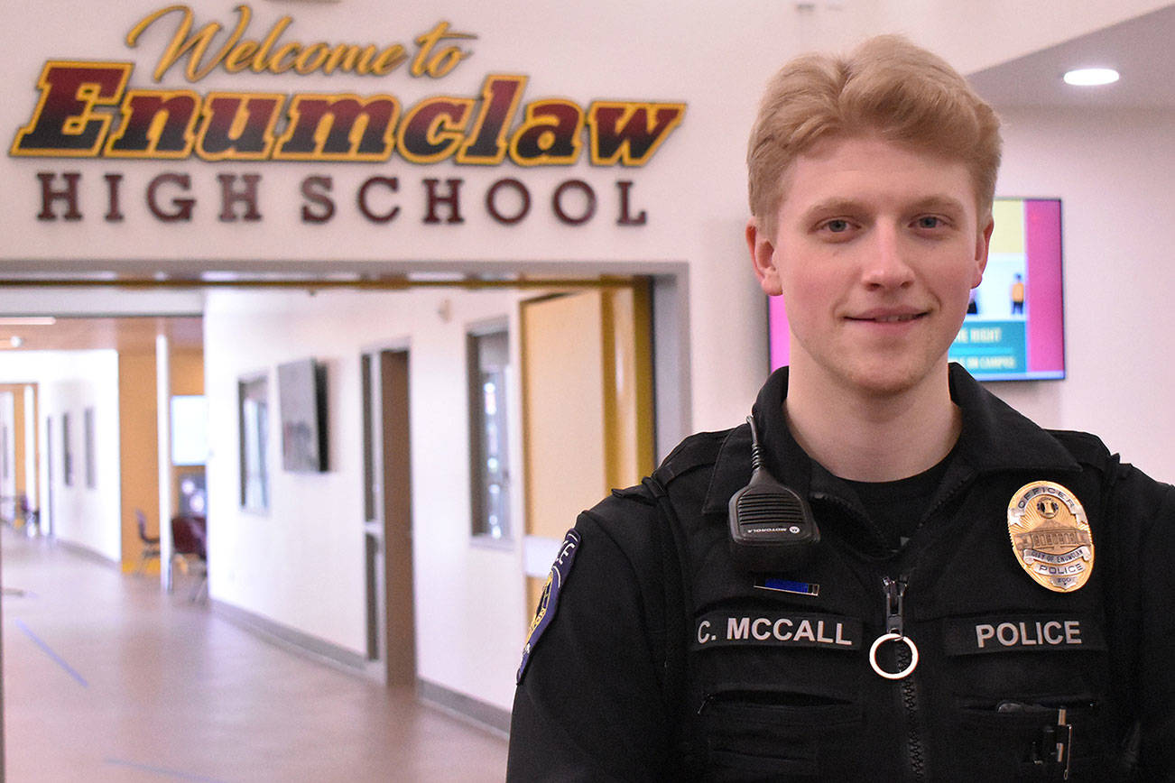 Colyn McCall is the latest school resource officer assigned to Enumclaw High. Photo by Kevin Hanson