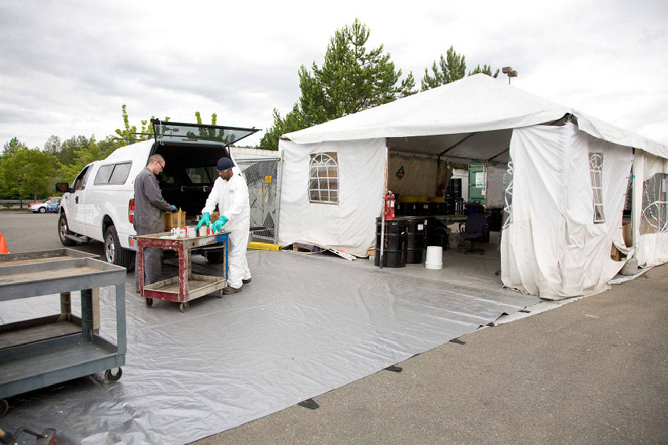 King County's mobile Wastemobile collects myriad hazardous materials, like all-purpose cleaners, fertilizer, lightbulbs, paints and paint remover, and more. Photo courtesy King County
