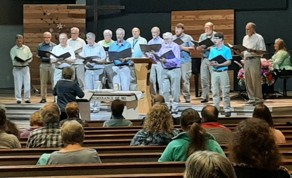SUBMITTED PHOTO
The Wabash Church men's choir, perhaps with additions from the community, will perform during services at The Moving Wall.
