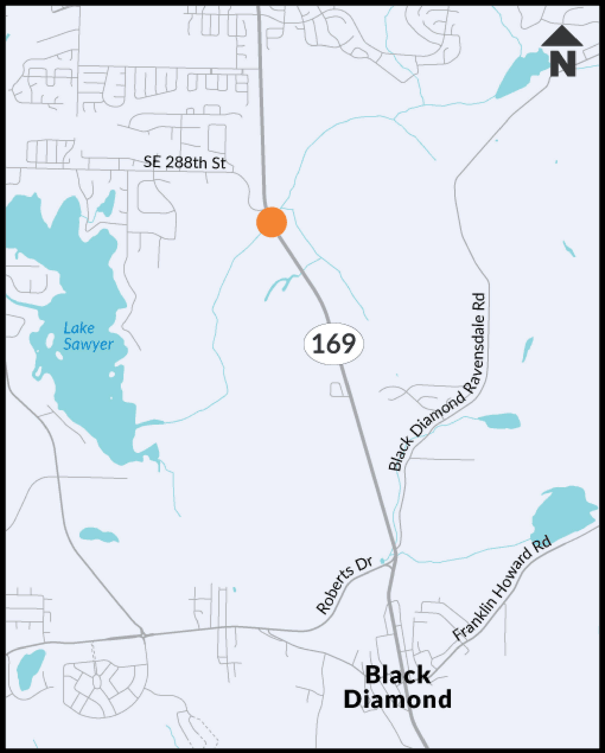 This graphic by the Washington State Department of Transportation indicates where crews will be working on a new bridge and culvert removal on Ravensdale creek.