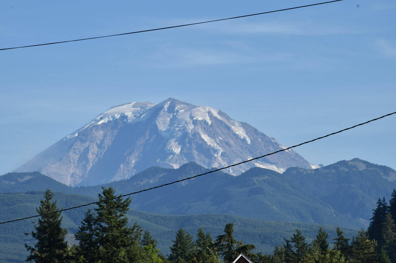 This photo of Mount Rainier, snapped Aug. 11 from Enumclaw, shows the mountain around its driest time of the year.