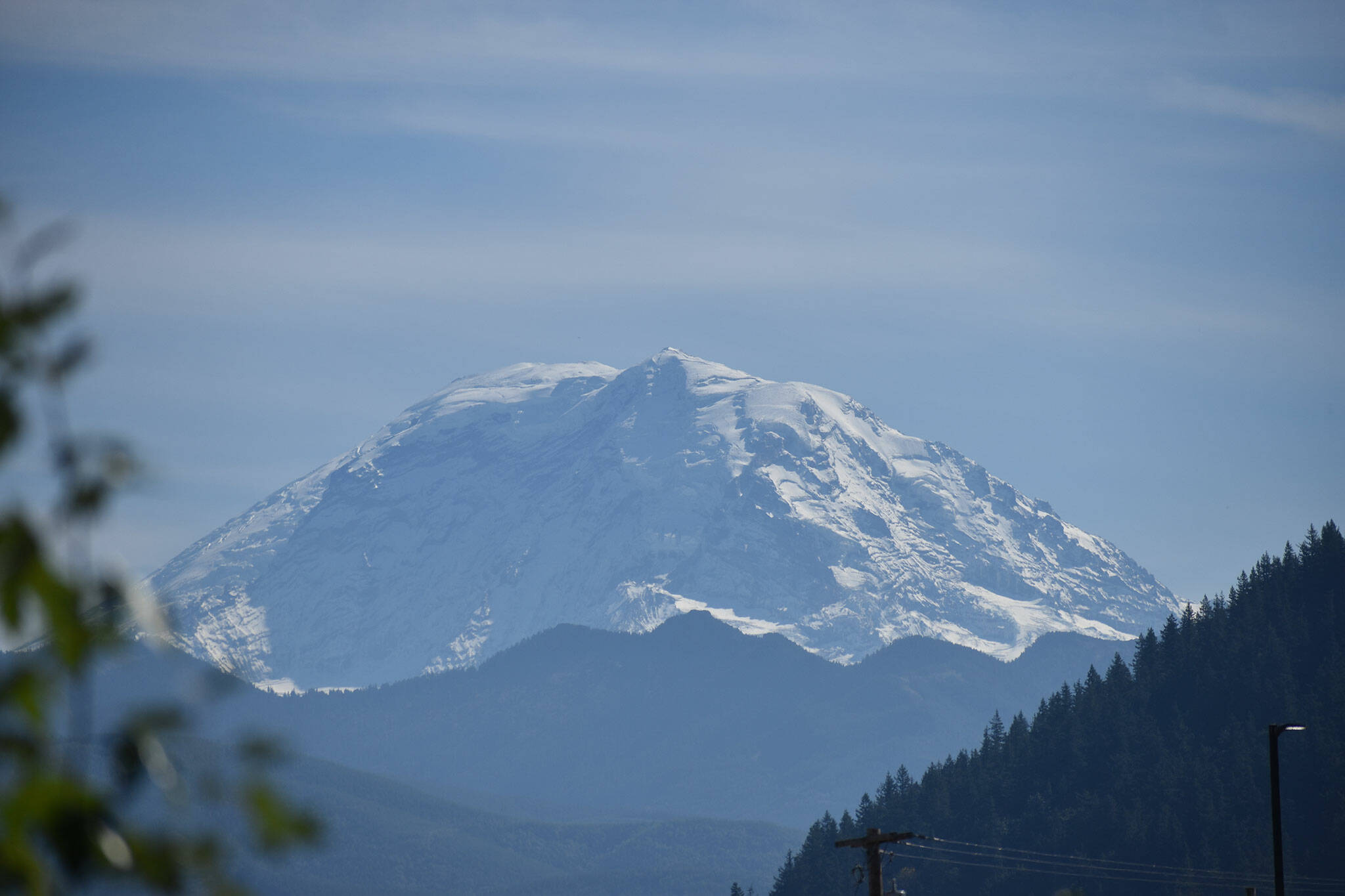 This photo of Mount Rainier, snapped Sept. 21 from Enumclaw, shows the mountain having regained its snowy coat.