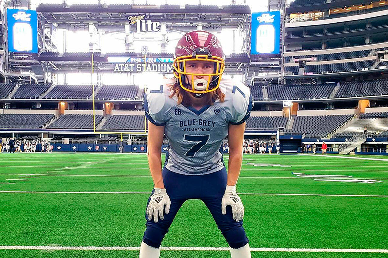White River School District student athlete Payne Plaster getting ready for the annual Blue-Grey All-American Bowl. Photo by Sean Ceglinsky, Blue-Grey Football Operations