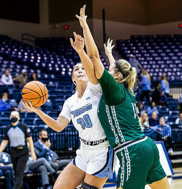 Former White River High standout Kendall Bird looks to put up a shot for the University of San Diego. Photo courtesy University of San Diego Athletics