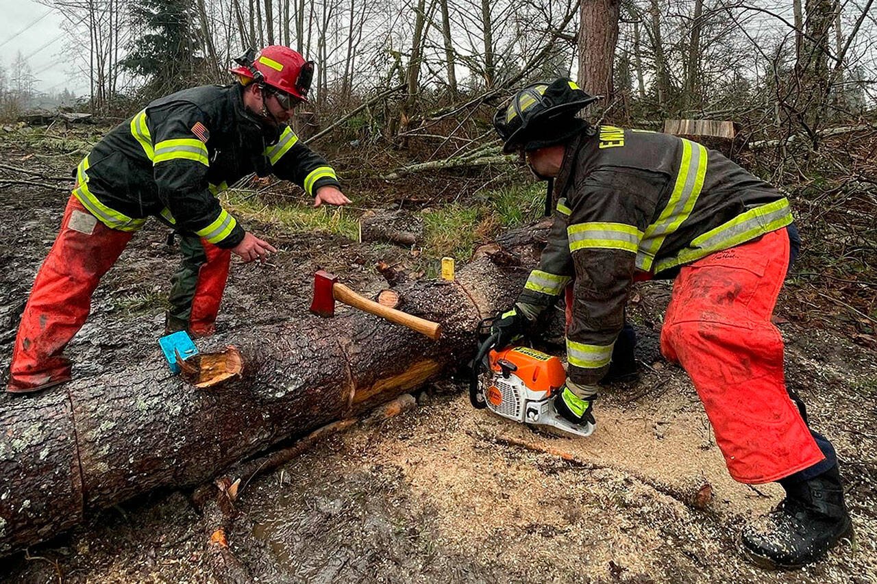 Enumclaw firefighters received chainsaw training with other South King Count department earlier this year. Photo courtesy Enumclaw Fire Department