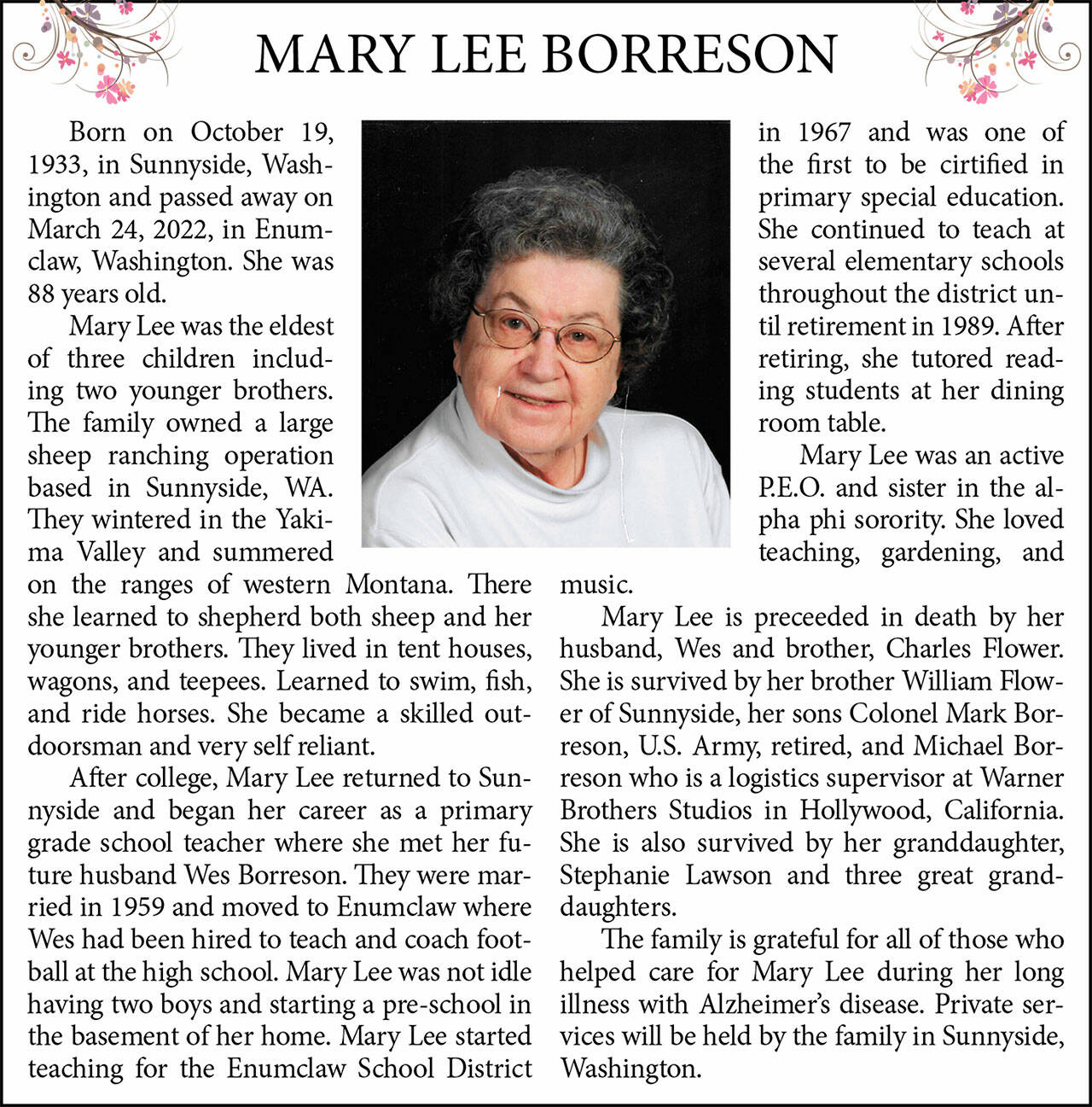 Mary Lee Borreson