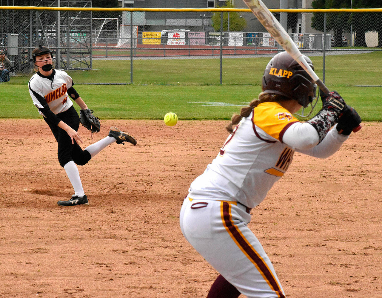The SPSL 2A fastpitch season is now in the books, with postseason play set to begin begin this week. Plateau rivals Enumclaw High and White River met twice last week, on May 11 at the Boise Creek Sixplex and two days later on the White River campus. In this Friday photo, Enumclaw starting pitcher Emilie Crimmins delivers to White River’s Megan Klapperich. Photo by Kevin Hanson