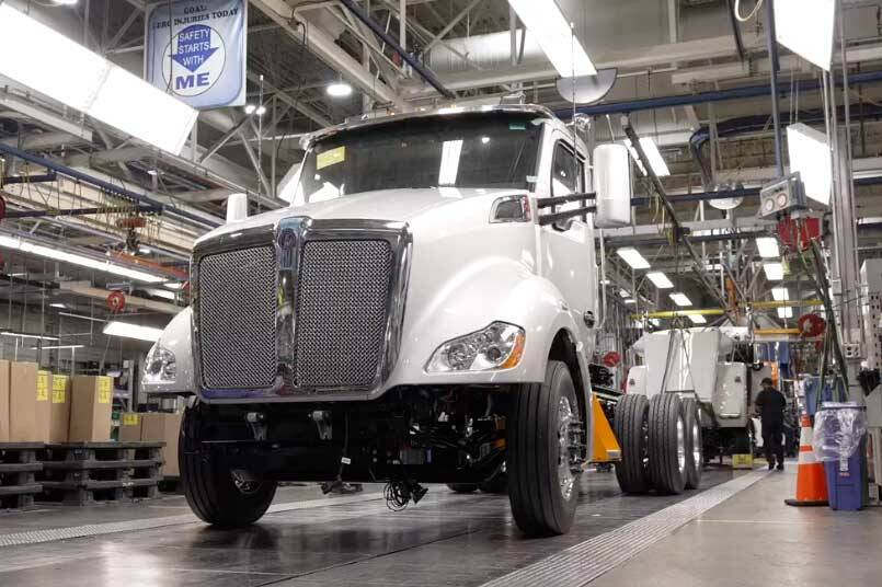 Electric trucks being assembled in Renton (Screenshot from King County video)