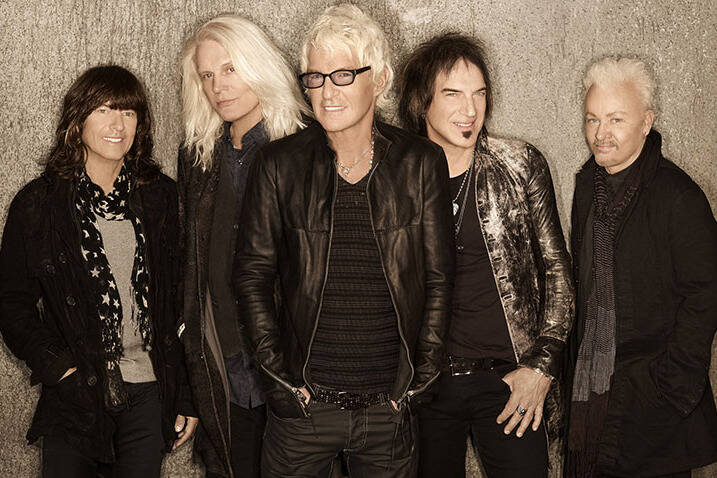 REO Speedwagon band members Bryan Hitt, Bruce Hall, Kevin Cronin, Dave Amato, and Neal Doughty. Photo courtesy city of Enumclaw