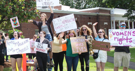 Local residents, young and old, rallied at Enumclaw City Hall June 30 to advocate for abortion choice. Photos by Ray Miller-Still