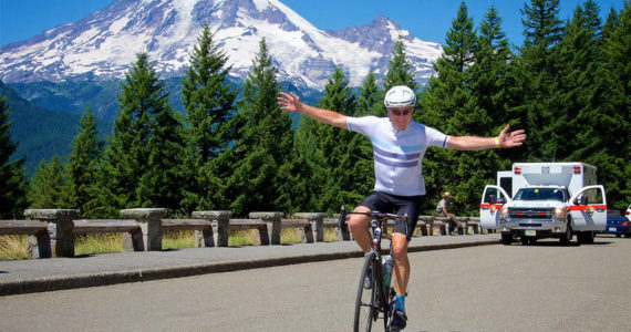 Photo by Bill Pence 
Cyclists as young as 15 and as old as 84, from locals to visitors from as far as the U.K., participate in the Ride Around Mount Rainier in One Day (RAMROD), event every year.