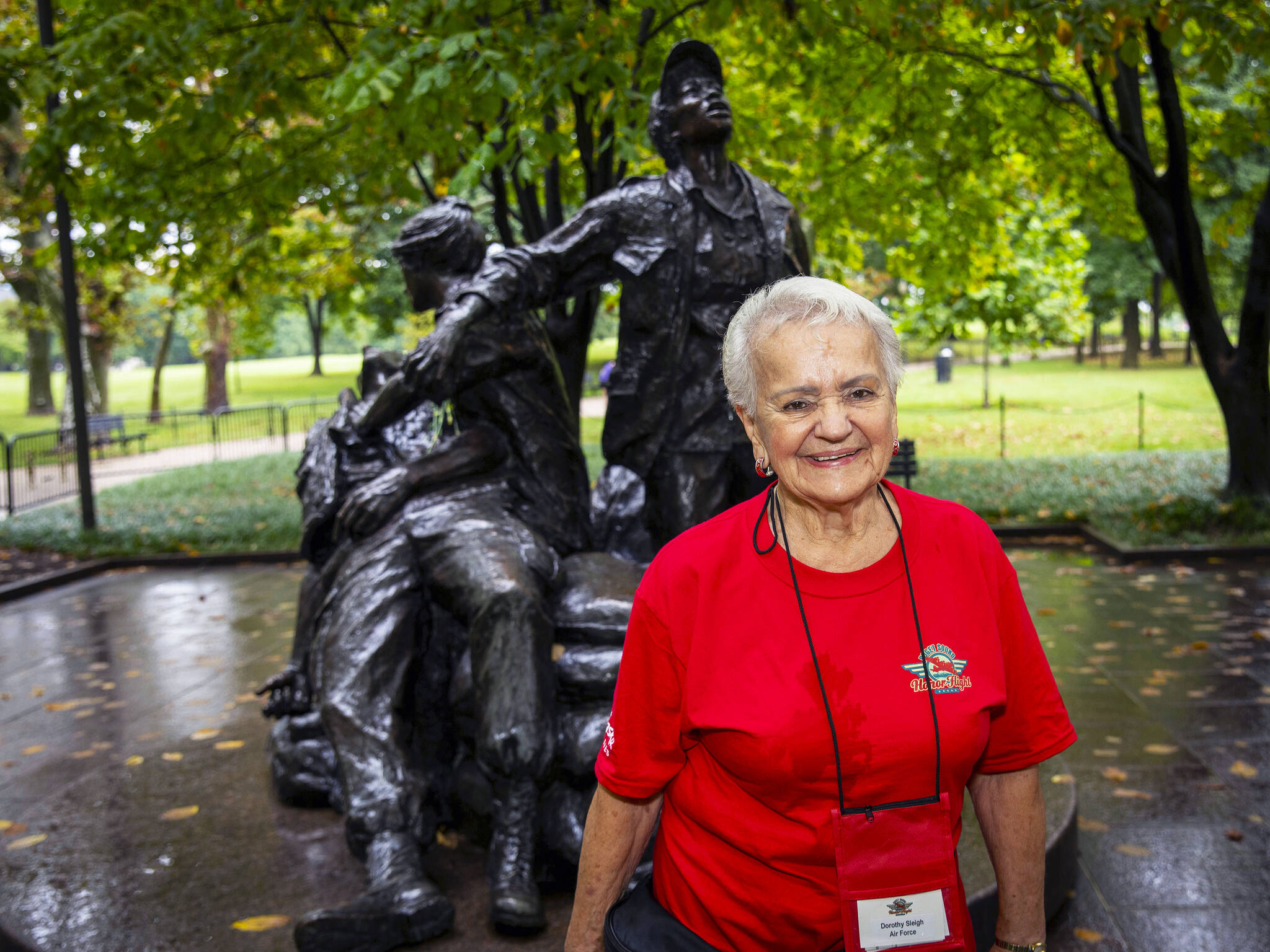 Dorothy at the Vietnam War Memorial. Photo by Steve Mahler