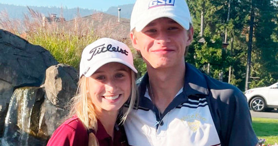 White River golfers Lexie Mahler and Kaden Ausen took top honors last week during the South Puget Sound League 2A end-of-season tournament. Each qualified for next spring's state tournament. Photo submitted by Anna Rose