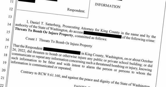The Enumclaw Middle School student who threatened a school shooting recently has been charged with a felony. As the Courier-Herald does not normally identify minors charged with a crime, this court documents has been redacted.