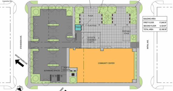 A birds-eye view of what the Enumclaw Community Center could eventually look like. Design by Cornerstone Architectural Group