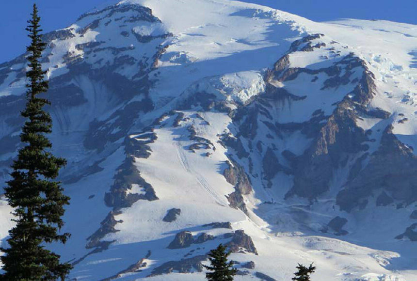 <p>The Kautz Glacier, as seen from Paradise. Image courtesy the National Park Service</p>