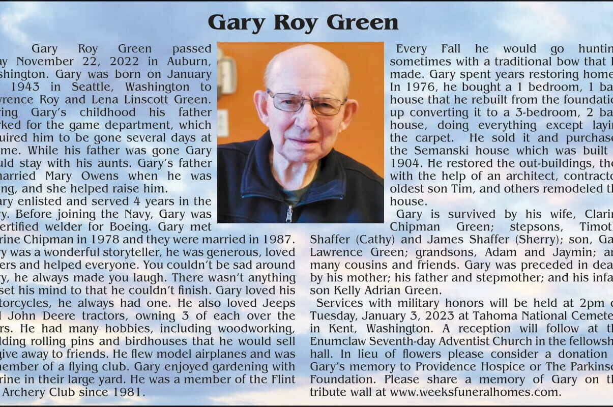 Gary Roy Green died Nov. 22, 2022 at the age of 79.