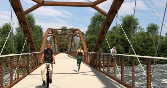 A rendering of what the Foothills Trail Bridge will look like when complete spring or summer 2024. Image courtesy King County