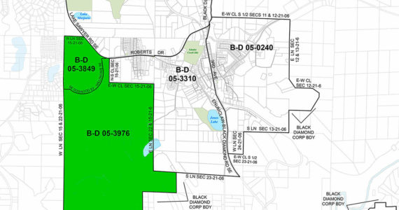 A map of Black Diamond's voting precincts. The green areas are the only two precincts in Black Diamond, Enumclaw, an unincorporated King County that approved of the recent bond measure on the Feb. 14 special election.