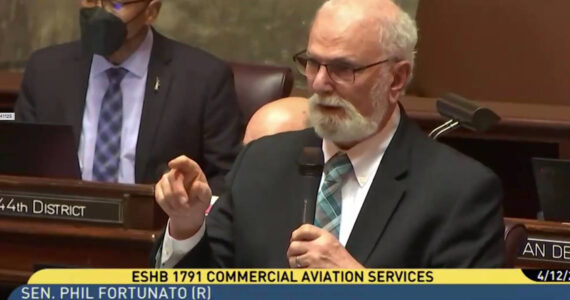 Screenshot
Sen. Phil Fortunato (R-31), who represents the Enumclaw area, introduced on the Senate Floot a last-minute amendment to HB 1791 that would have required a new airport commission to not examine airport sites recommended by a previous commission, effectively excluding Enumclaw from further scrutiny. The amendment was resoundingly not adopted.