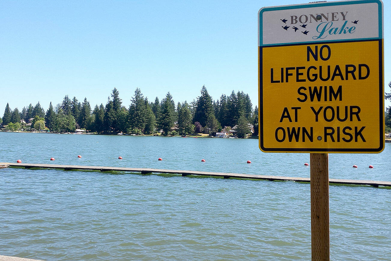Lake Tapps in Bonney Lake is a popular place for Plateau residents to enjoy the sun. However, just because the weather may be warm doesn’t mean the glacier-fed lake is. Staff photo