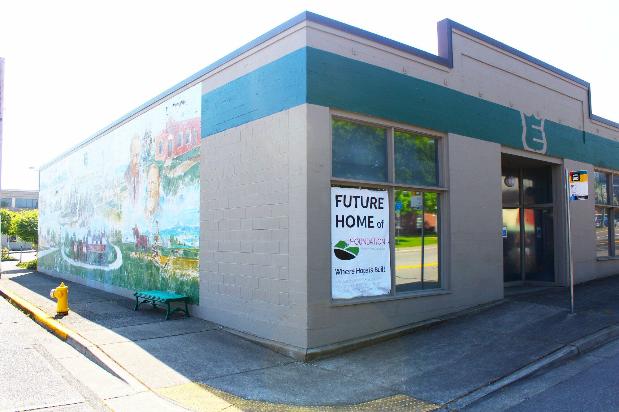 1313 Griffin Avenue will be the new home of the Rainier Foothills Wellness Foundation. However, the mural on the side is unable to be saved during renovations, so a photo will be displayed in the building instead. Photo by Ray Miller-Still