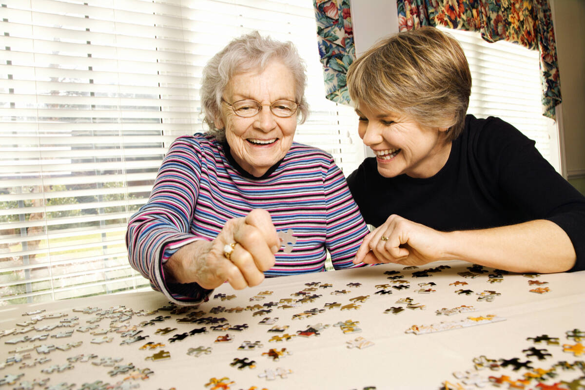 Working on a puzzle together can be the perfect rainy day solution to keep a loved one engaged and active indoors.