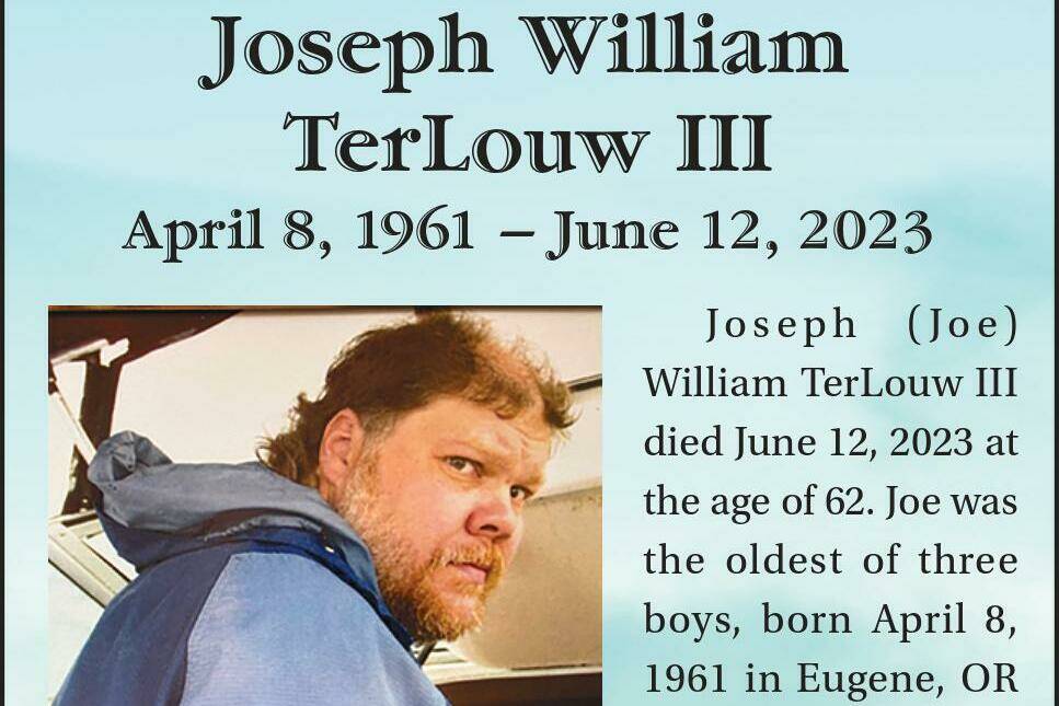 Joseph (Joe) William TerLouw III died June 12, 2023 at the age of 62.