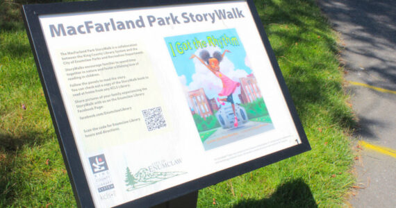 McFarland Park’s new Story Walk installation currently features “I Got the Rhythm” by Connie Schofield-Morrison, but will feature a new book every month. Photo by Joshua Solorzano