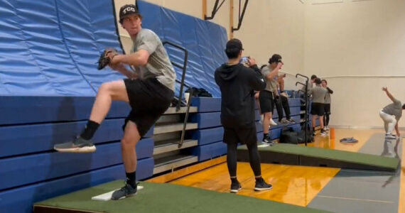 Screenshot
Tacoma Community College student Dylan Watts at a training last January before he was drafted into the MLB.