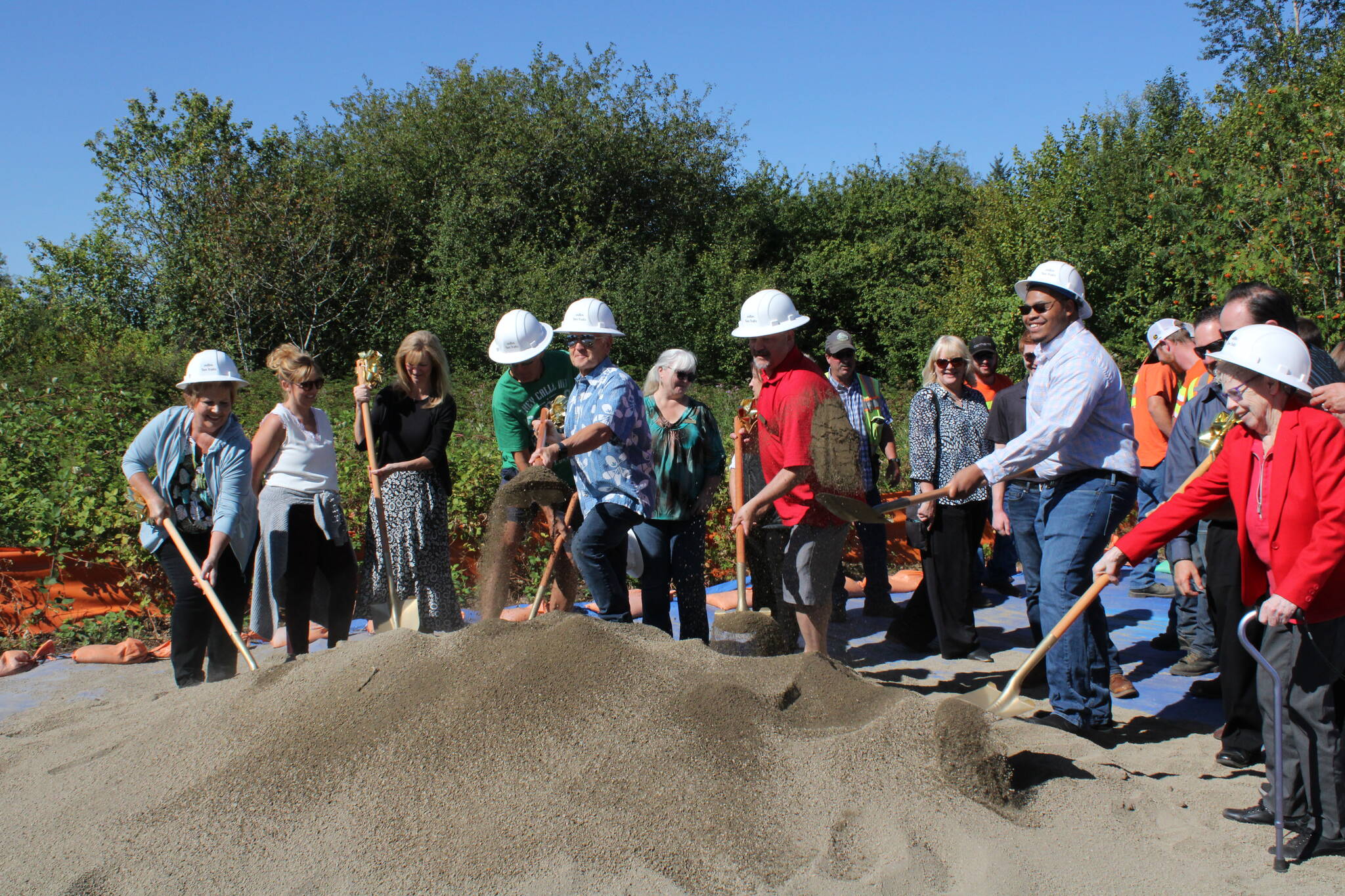 Photo By Joshua Solorzano/Sound Publishing
Black Diamond employees participating in a ceremonial groundbreaking at the location where the Lawson Hills Fire Station is set to be.