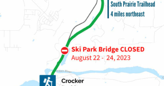 The Ski Park Bridge is located nearly exactly between the South Prairie and Orting trailheads. Image courtesy Pierce County