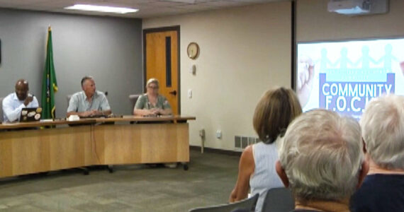 A screenshot of the Aug. 14 Enumclaw School District board meeting recording, where Superintendent Dr. Shaun Carey discussed his proposed FOCUS committee.