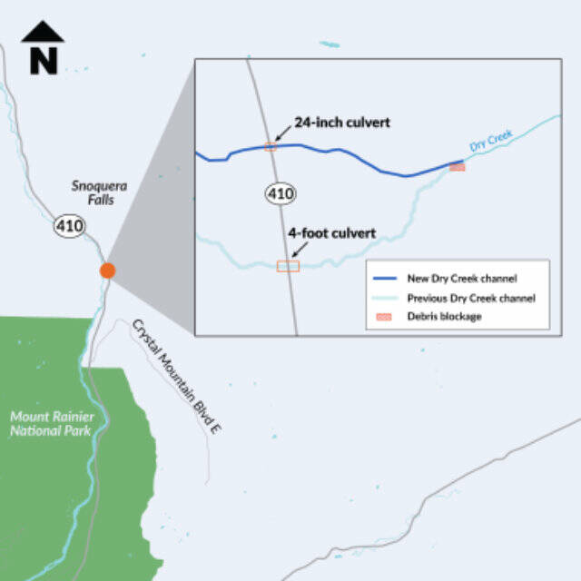A map of where work on SR 410 will be limiting or closed to traffic these next three weeks. Image courtesy Washington State Department of Transportation
