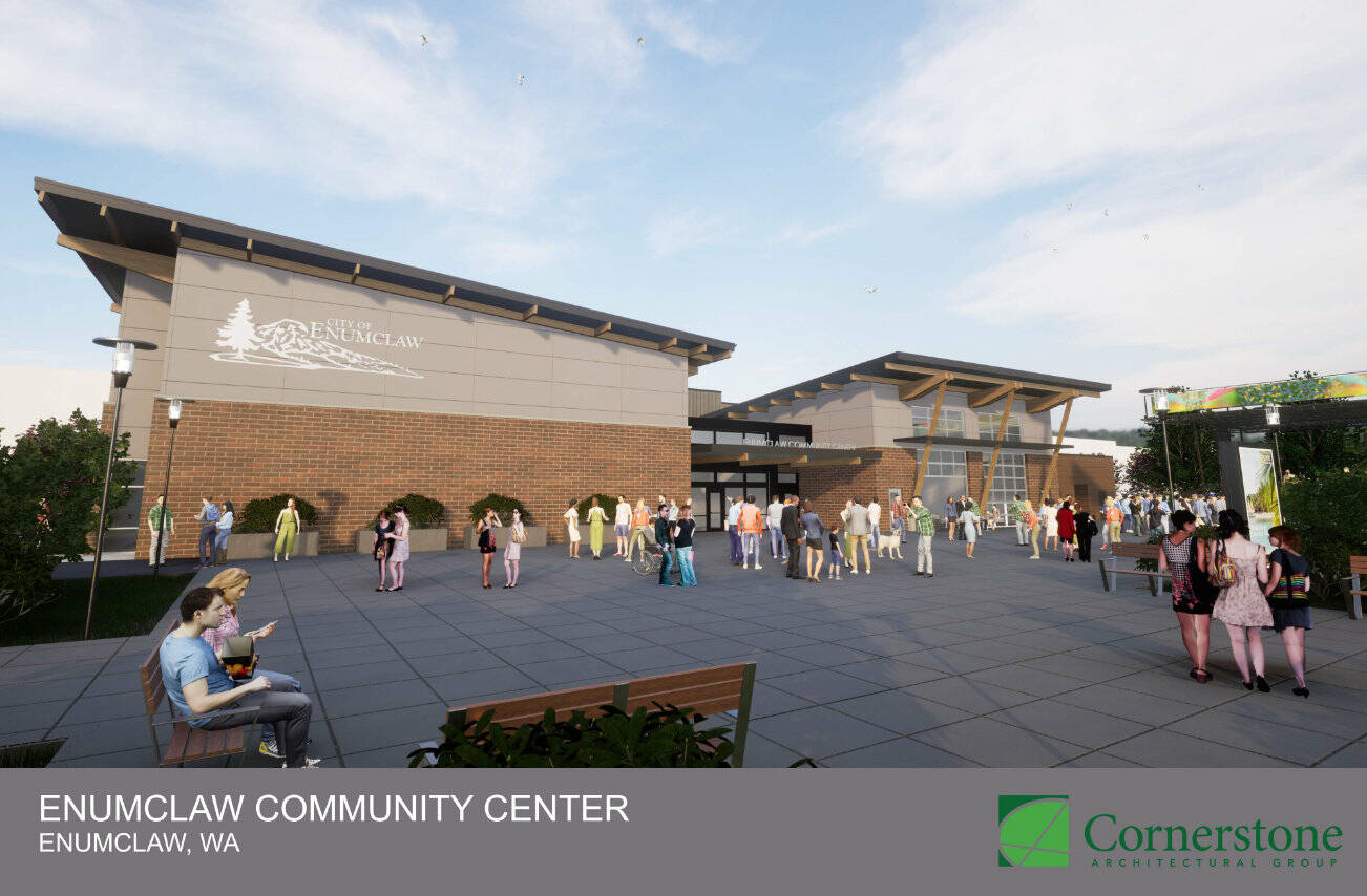 Image courtesy Cornerstone Architecture
A digital mockup of what an Enumclaw Community Center exterior could look like.