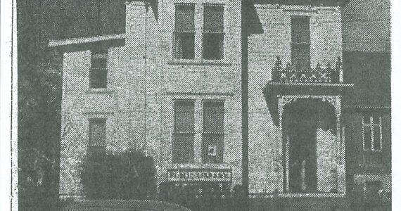 Courtesy Enumclaw Historical Museum
A clip from a Courier-Herald newspaper announcing that the building pictured, previously the home of Enumclaw founders Frank and Mary Stevenson, is being considered for demolition in order to build a larger library.