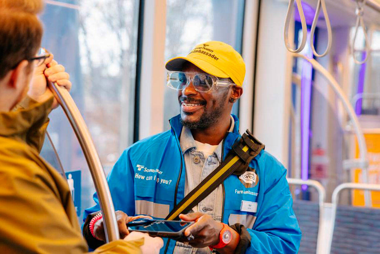 Sound Transit fare ambassadors will check if light rail and Sounder train passengers have paid for their ride. COURTESY PHOTO, Sound Transist