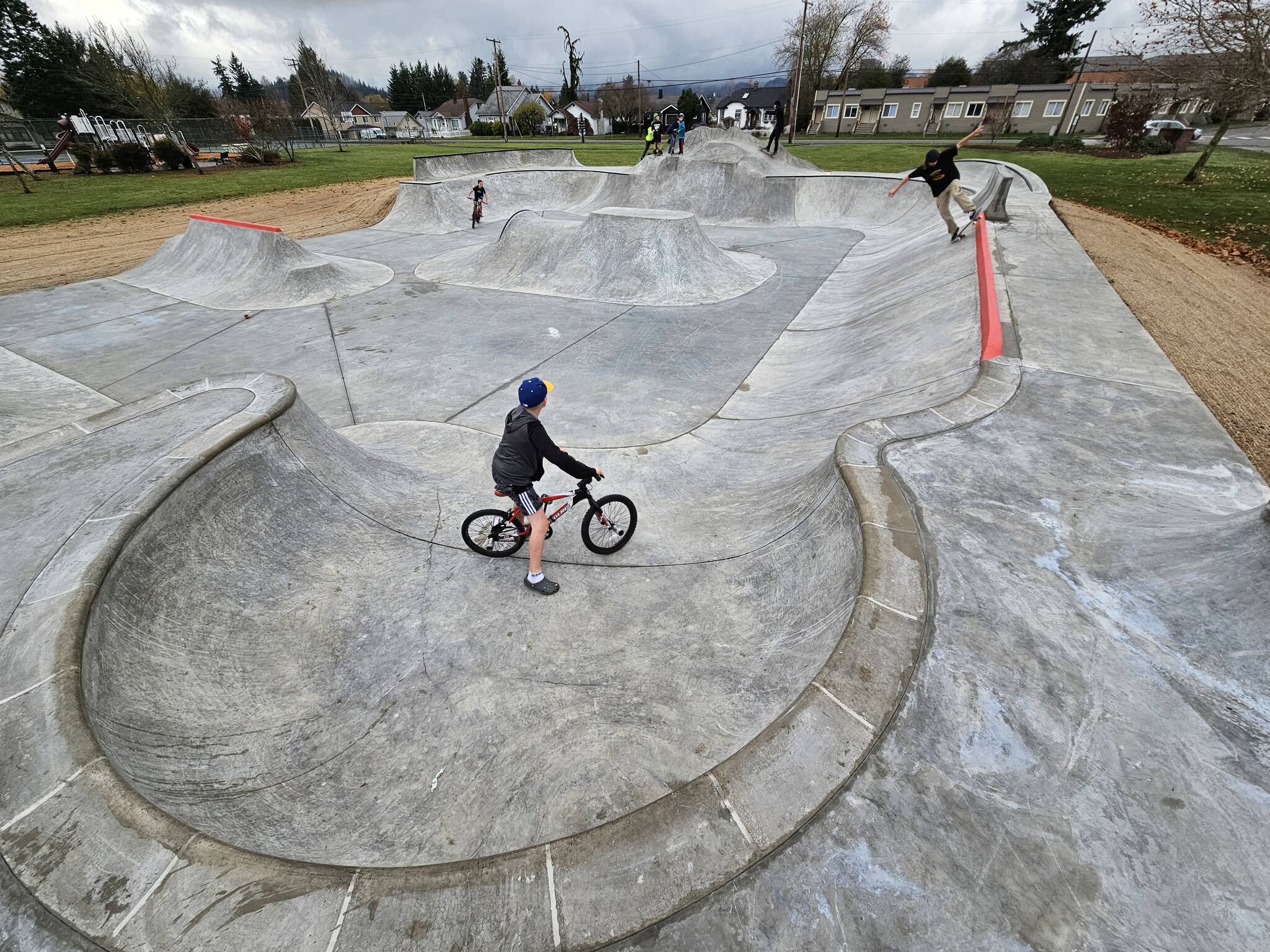 Photo by Ray Miller-Still
The new Enumclaw skatepark is now open — but please, stay off the soon-to-be grass.