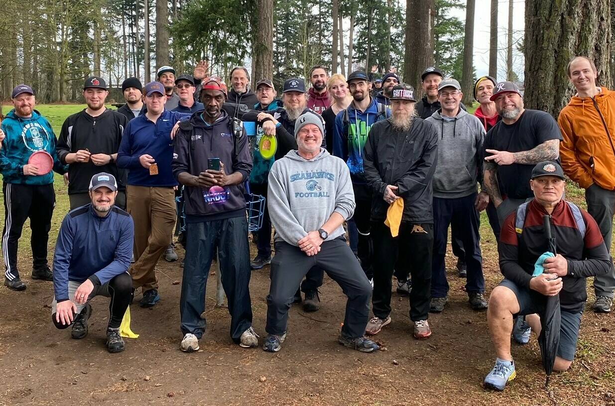 Submitted photo
Close to 40 disc golf players raised about $1,000 for Plateau Outreach Ministry’s food banks in late December.