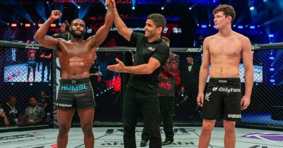 Former UFC bantamweight champion Aljamain Sterling took on, and won, against local Chase Hooper in a jiu jitsu match last Friday. Photo courtesy FloGrappling