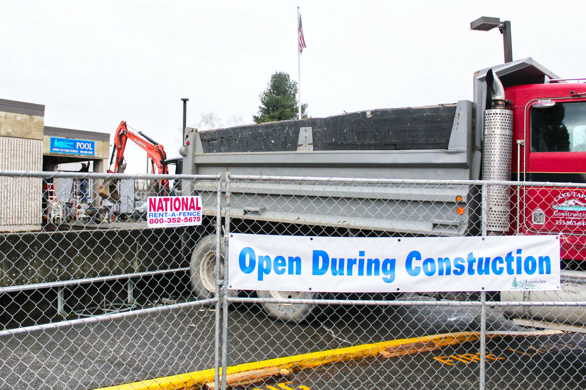 Photo by Ray Miller-Still
The Enumclaw pool will generally be open to the public through the next seven months of construction — just follow the signs to the back of the building to get inside.