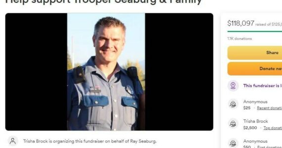 A screenshot of the GoFundMe page for Trooper Raymond Seaburg and his family.