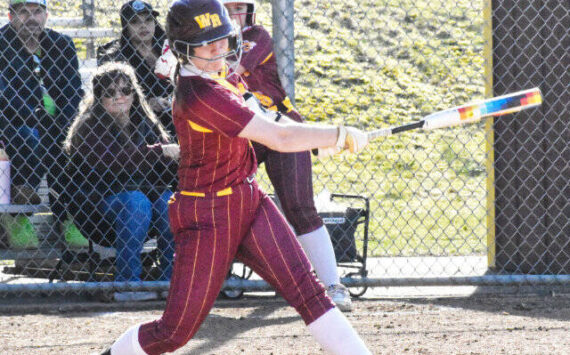 White River Hornets softball crushed Clover Park during their March 14 game 18-0 in the Hornets’ first game of the season. Pictured is Jaidyn March, fouling a pitch straight up. Photo by Kevin Hanson
