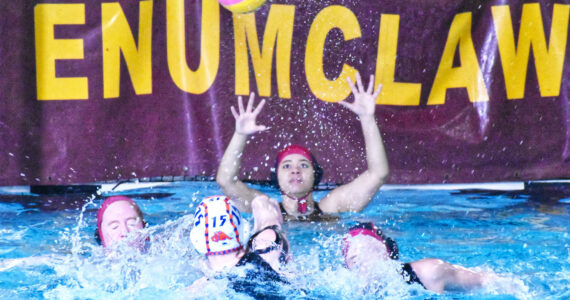 The Enumclaw Aquatic Center was alive Friday afternoon with the sounds of high school water polo action, when the Enumclaw girls hosted the squad from Auburn Mountainview. Pictured here are Adele Razor in goal. The EHS team will be busy this week, hosting Kentridge today (Wednesday) and Auburn Riverside on Friday.