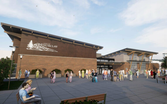 A current mock-up of the proposed community center, though old building accents are still shown. The design won’t be finalized unless the $19.5 million bond is passed, so locals can still give the city their input — but design changes could come with additional costs. Image courtesy the city of Enumclaw
