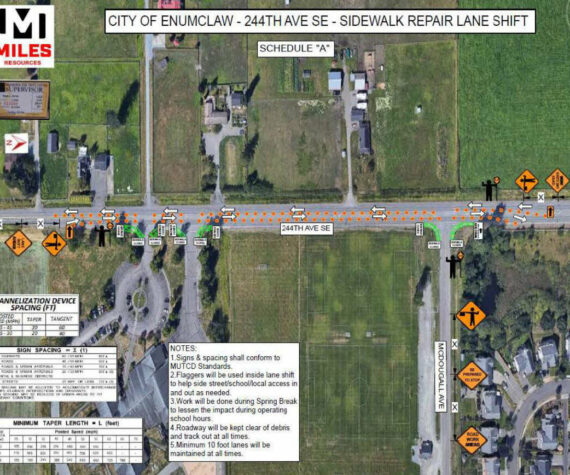 Drivers using 244th this next week will need to find alternate routes around town or to the highway. Image courtesy the city of Enumclaw