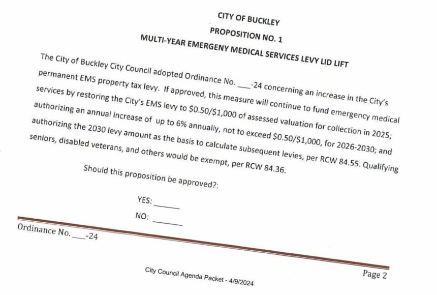 <p>A screenshot of the EMS levy lid lift measure on the August primary ballot.</p>